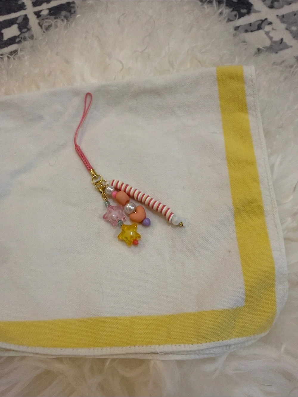 Cute Pink & Yellow Star Strap cell phone Charm